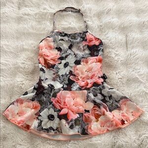 Molo Girls Black and Pink Rose Noelle Swimsuit.